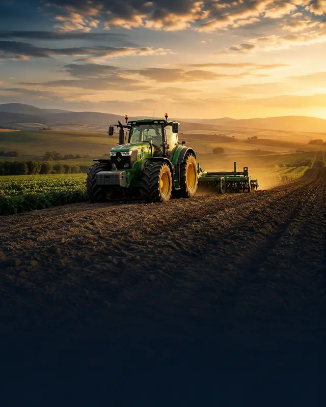 Agricultural machinery working in a field
