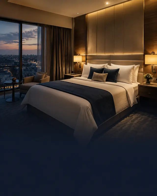 Modern hotel room prepared for guests