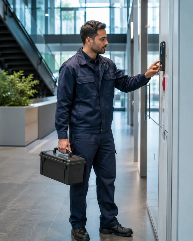 Facility services technician in a commercial building